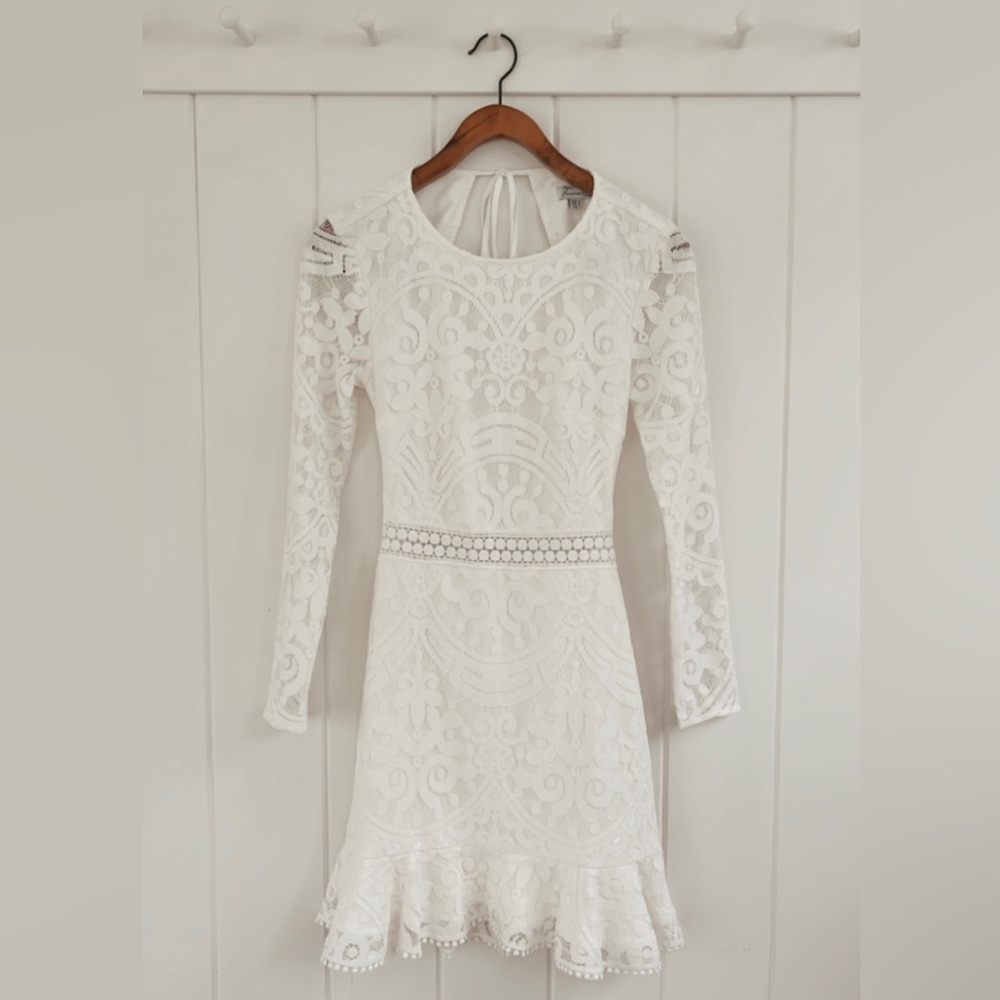 TwoSisters The Label White Lace Medindie Bridal Wedding Engagement Ruffle Mini